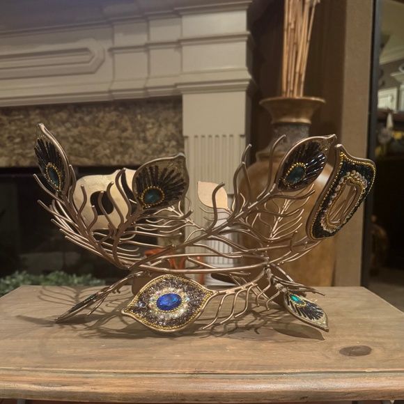 Rare Pier 1 One Imports 15” Peacock Bowl Decor Server Limited Production - Picture 1 of 5